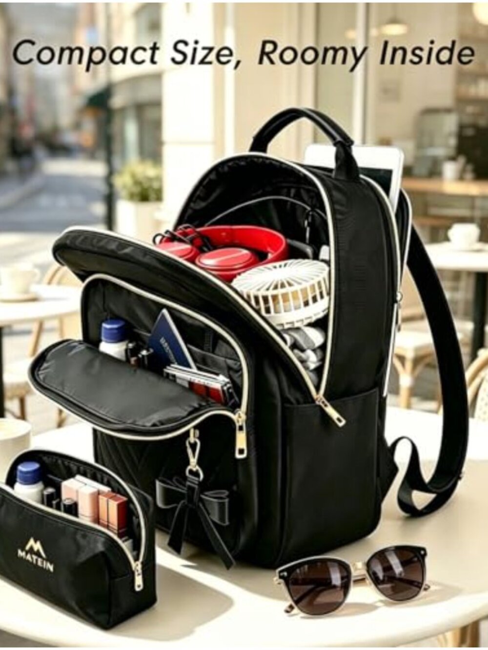 Mini Backpack Purse Waterproof Polyester Women Daypack Detachable Bow Small - Picture 3 of 5